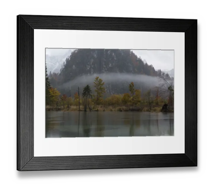 Framed Print : Autumn mood at lake Almsee, Gruenau