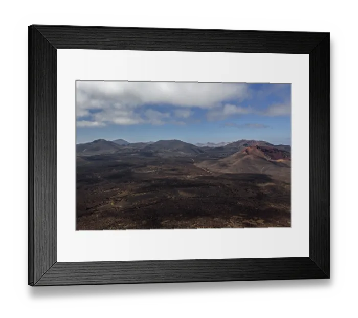 Framed Print : View from the Caldera Blanca volcano on the volcanic landscape of the Timanfaya National Park