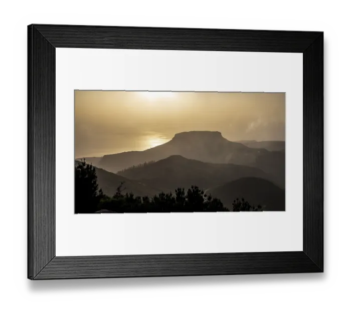 Framed Print : Sunset, view from the mountain Alto de Garajonay