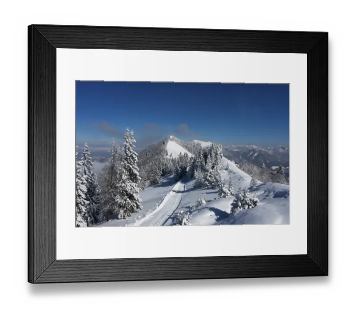 Framed Print : Winter landscape covered in deep snow in the Osterhorn group with a view from Pillstein to Zwoelferhorn