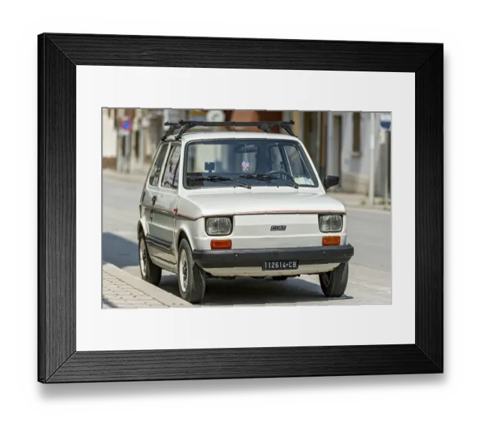 Framed Print : White FIAT 126, Staff 4, 650, oldtimer Framed Print : White FIAT 126, Staff 4, 650, oldtimer