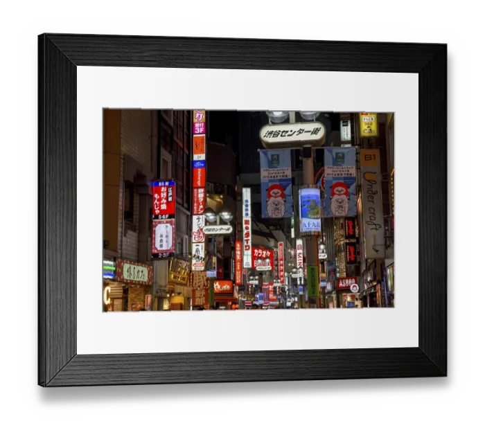 Framed Print : Illuminated advertising, Shibuya district