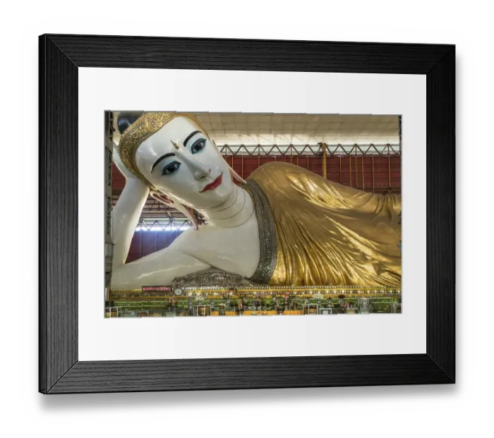 Framed Print : Giant Reclining Buddha, Chauk Htat Gyi Pagoda Framed Print : Giant Reclining Buddha, Chauk Htat Gyi Pagoda