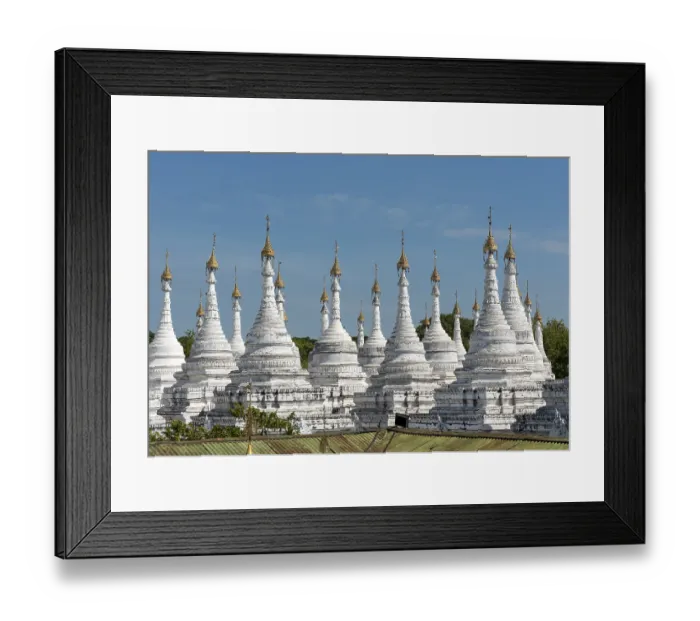 Framed Print : Row of white stupas at Sandamuni Pagoda Framed Print : Row of white stupas at Sandamuni Pagoda