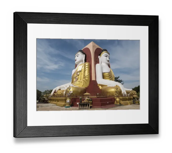 Framed Print : Four Seated Buddha Shrine at Kyaikpun Pagoda in Bago