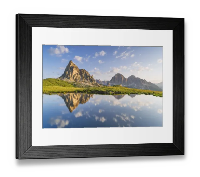 Framed Print : Reflection of the mountains at Passo di Giau Framed Print : Reflection of the mountains at Passo di Giau