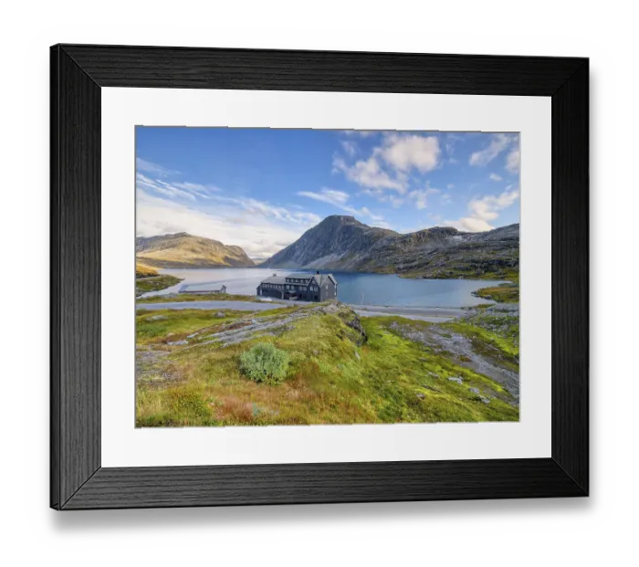 Framed Print : Lake Djupvatnet with Djupvasshytta Framed Print : Lake Djupvatnet with Djupvasshytta