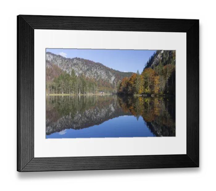 Framed Print : Autumn mood at lake Almsee, Gruenau