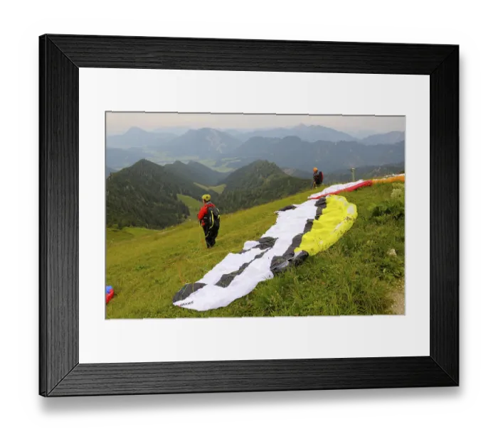 Framed Print : Paraglider on the Hochfelln, July