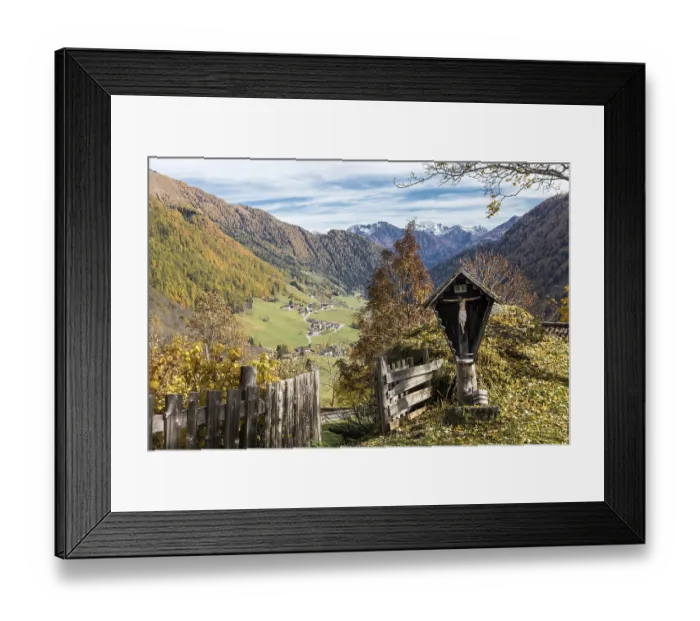 Framed Print : Cross in front of hut fence, Defereggen valley