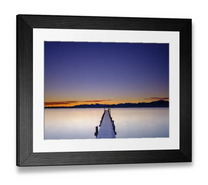 Framed Print : Footbridge at Chiemsee at dawn