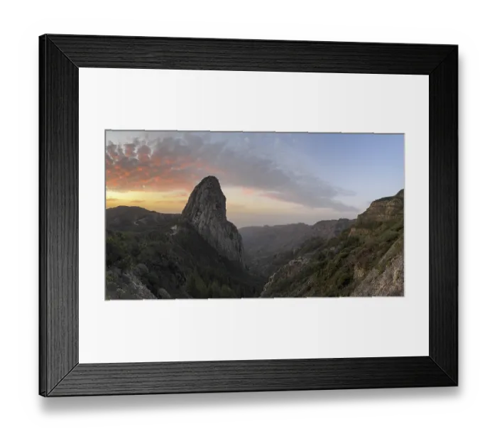Framed Print : Roque de Agando rock tower at sunrise