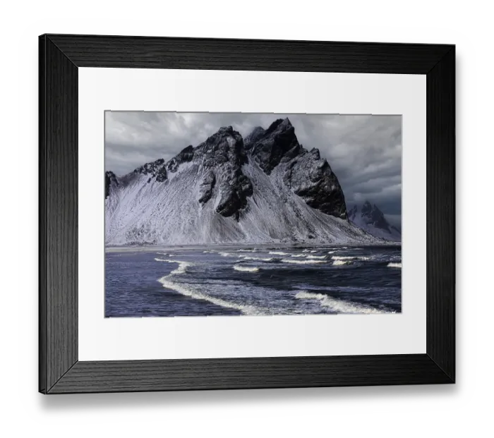 Framed Print : White foamy waves on the beach of Stokkness