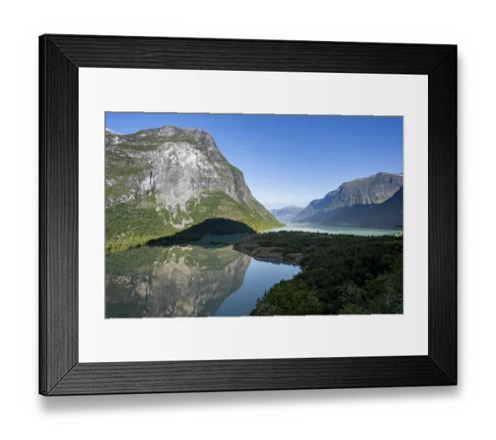 Framed Print : Mountain landscape and lake, Lovatnet Framed Print : Mountain landscape and lake, Lovatnet