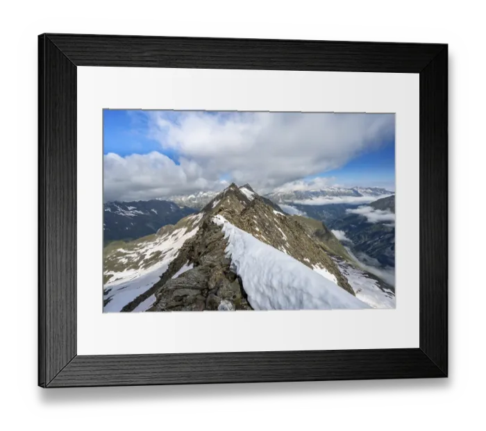 Framed Print : Rocky summit with snow, summit of the Schoenbichler Horn Framed Print : Rocky summit with snow, summit of the Schoenbichler Horn