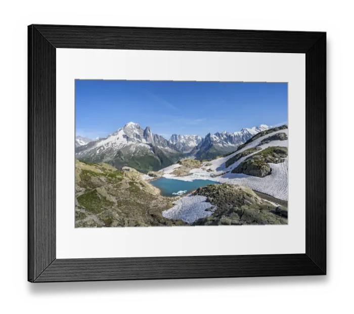 Framed Print : Mountain landscape with mountain lake Lac Blanc Framed Print : Mountain landscape with mountain lake Lac Blanc
