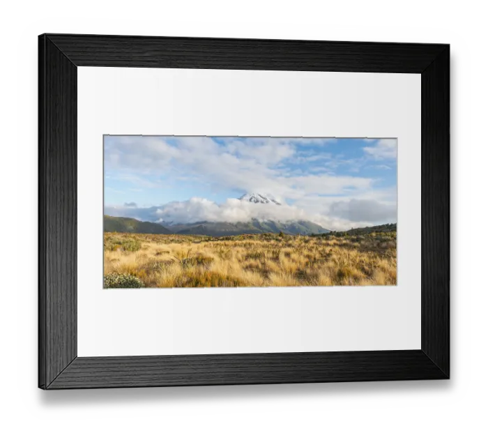 Framed Print : Stratovolcano Mount Taranaki or Mount Egmont with cloud