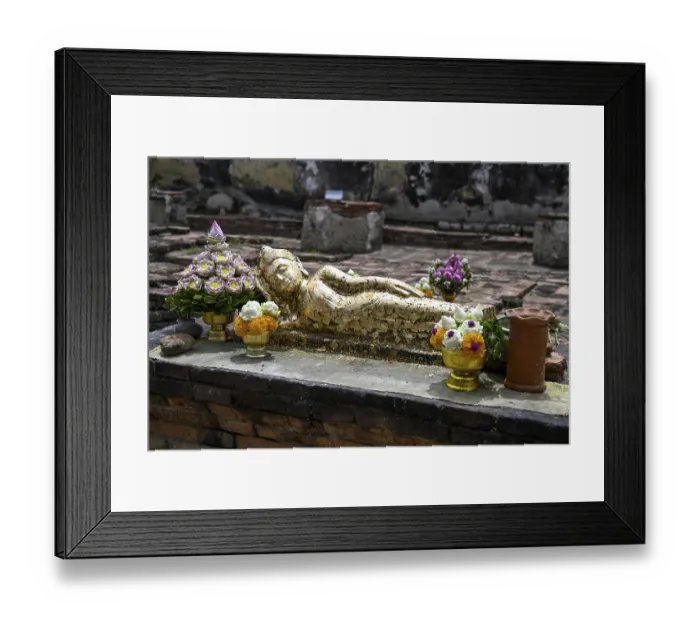 Framed Print : Offerings in front of the reclining Buddha Framed Print : Offerings in front of the reclining Buddha