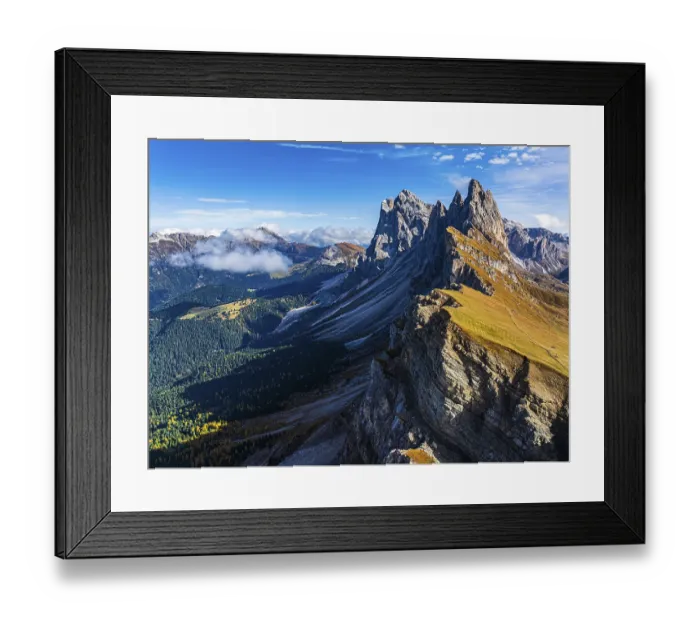 Framed Print : The Sas Rigais and Furchetta peaks of the Odle Group