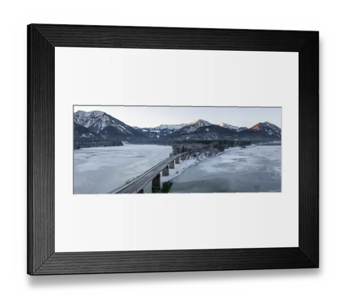 Framed Print : Evening mood, panorama of Sylvensteinsee