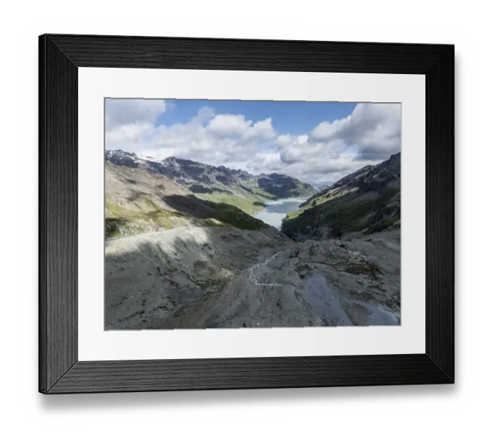 Framed Print : Aerial view, Lac de Dix, reservoir in the Valais Alps