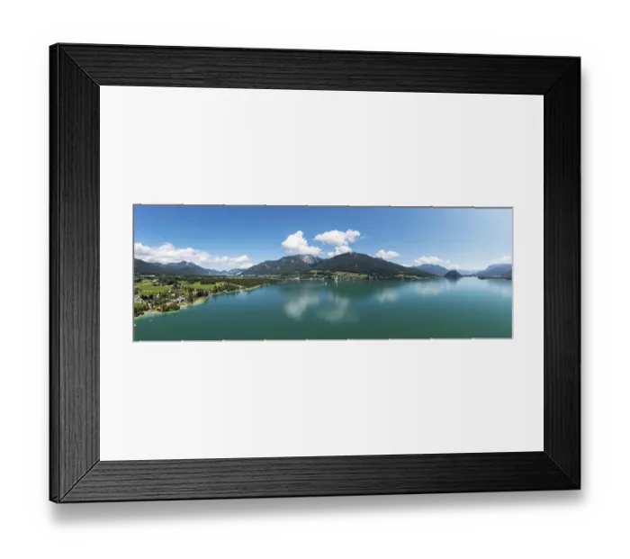 Framed Print : Drone shot, view from Abersee to Sankt Wolfgang with Schafberg