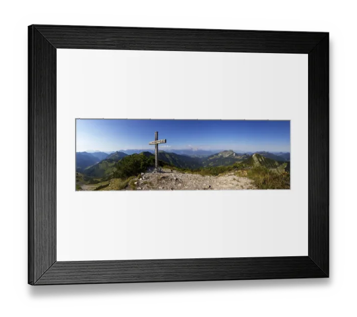Framed Print : PanoramaMountainous landscape, summit cross on the Gruberhorn Framed Print : PanoramaMountainous landscape, summit cross on the Gruberhorn