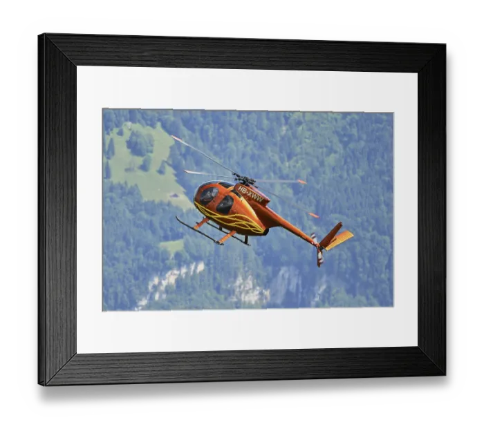 Framed Print : Vintage helicopter, Hughes, 369HS