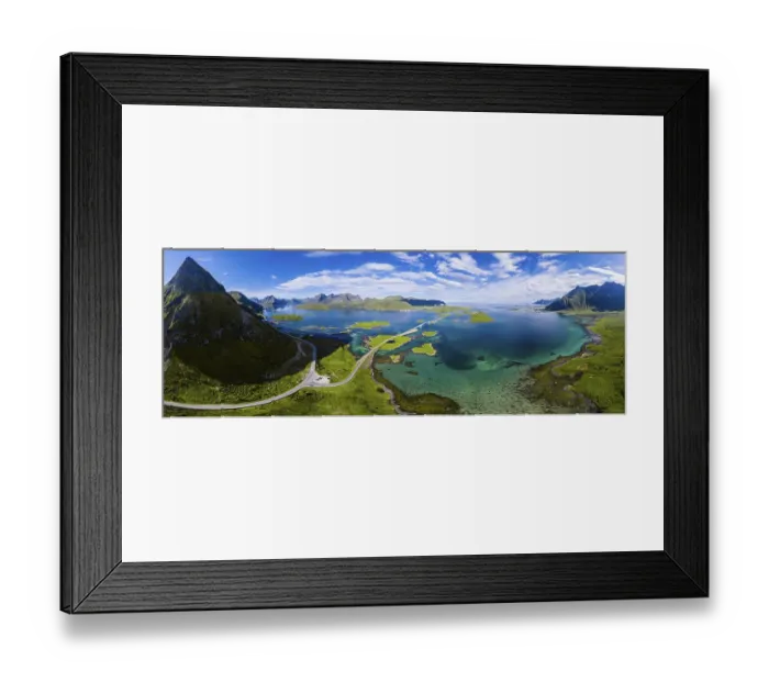 Framed Print : Aerial view, Fredvang Bridge, Torsfjorden near Fredvang