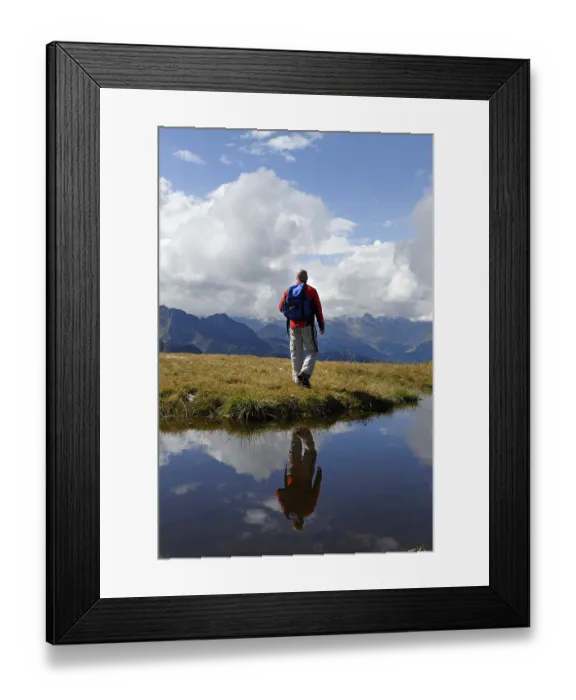 Framed Print : Hiker, mountaineer at Mt Zinseler