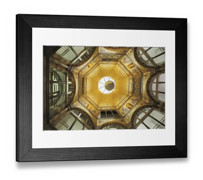 Framed Print : View up to the ceiling with mirror in the foyer