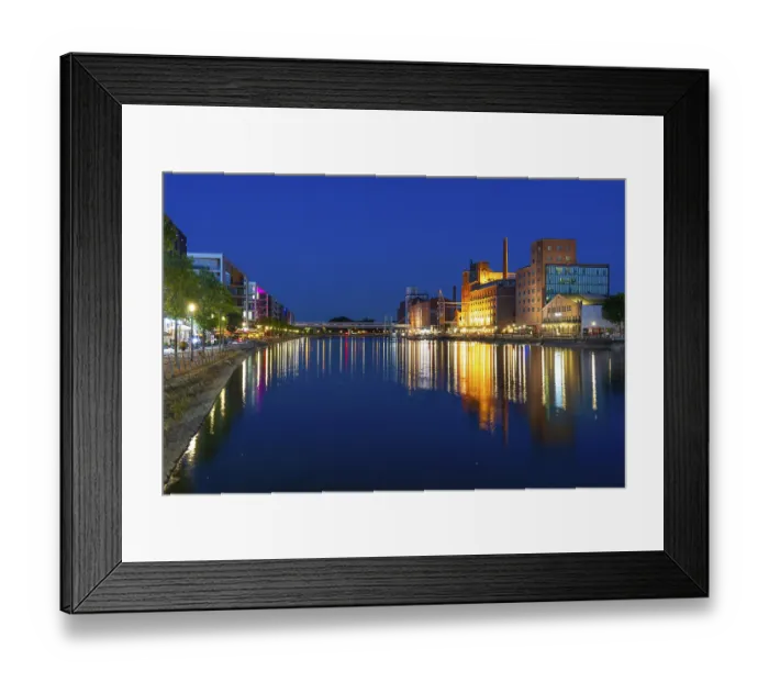 Framed Print : The inner harbour, Duisburg, former mills and warehouse buildings Framed Print : The inner harbour, Duisburg, former mills and warehouse buildings