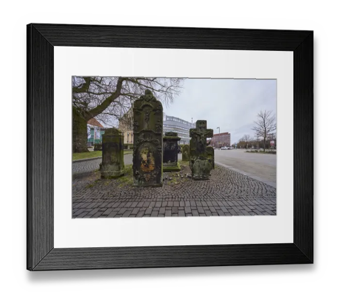Framed Print : Historical gravestones, general architecture