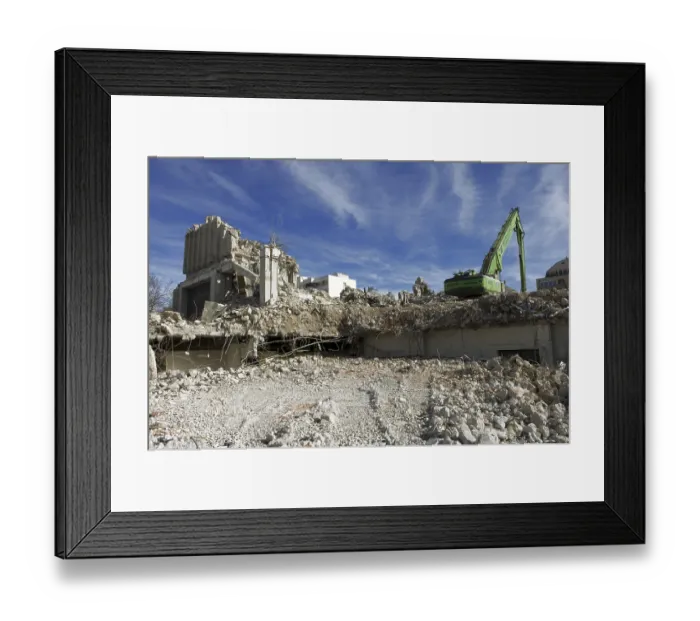 Framed Print : Ruins from the demolition of a post office building Framed Print : Ruins from the demolition of a post office building