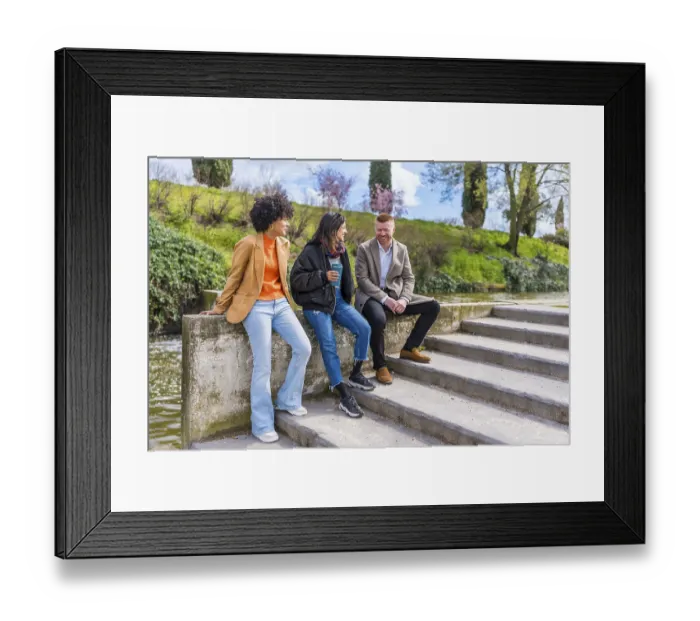 Framed Print : Three young professionals enjoying a break
