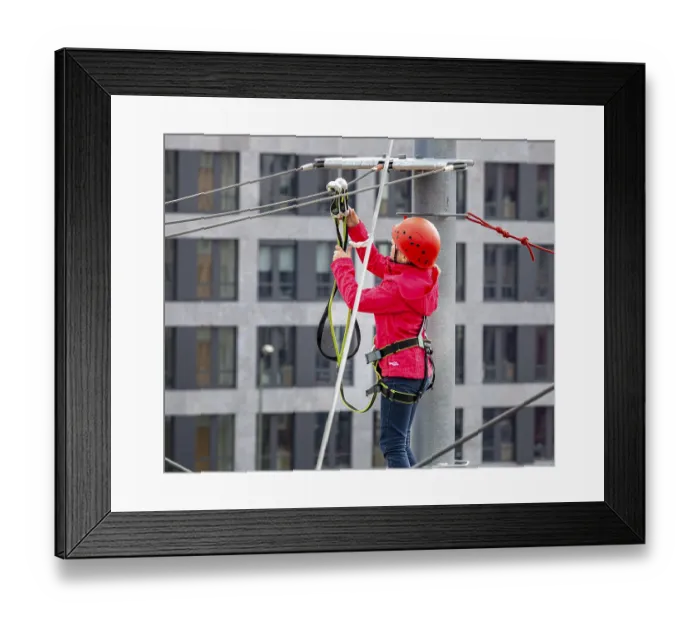 Framed Print : Sporty girl climbing in the outdoor park