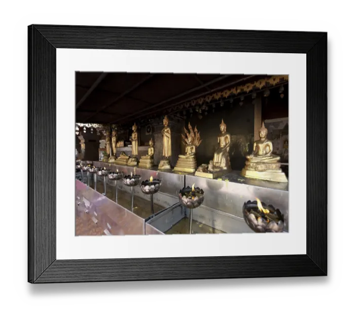 Framed Print : Golden Buddha statues in the temple Wat Phra That Doi Suthep Framed Print : Golden Buddha statues in the temple Wat Phra That Doi Suthep