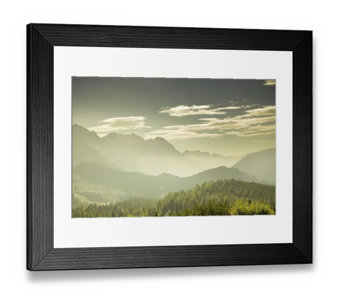 Framed Print : Panoramic View over Mountain with Fog and Sky and Clouds in San Bernardino