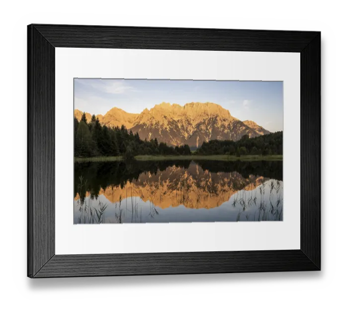 Framed Print : Western Karwendel peak reflected in Luttensee