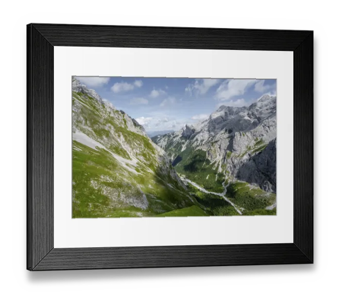 Framed Print : View of Hoellental and rocky mountain landscape with Jubilaeumsgrat