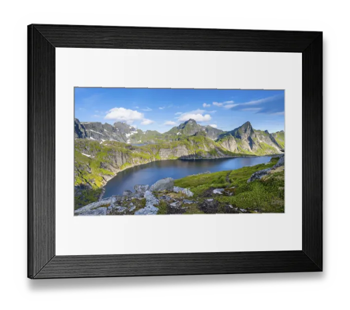 Framed Print : Mountain landscape with lake Tennesvatnet Framed Print : Mountain landscape with lake Tennesvatnet
