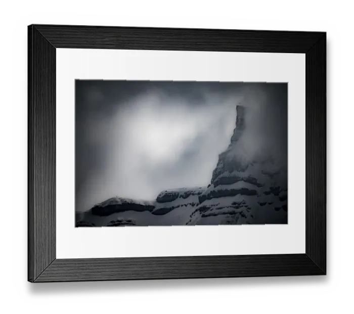 Framed Print : Peak of Hohen Ifen in the fog, Rietzlern