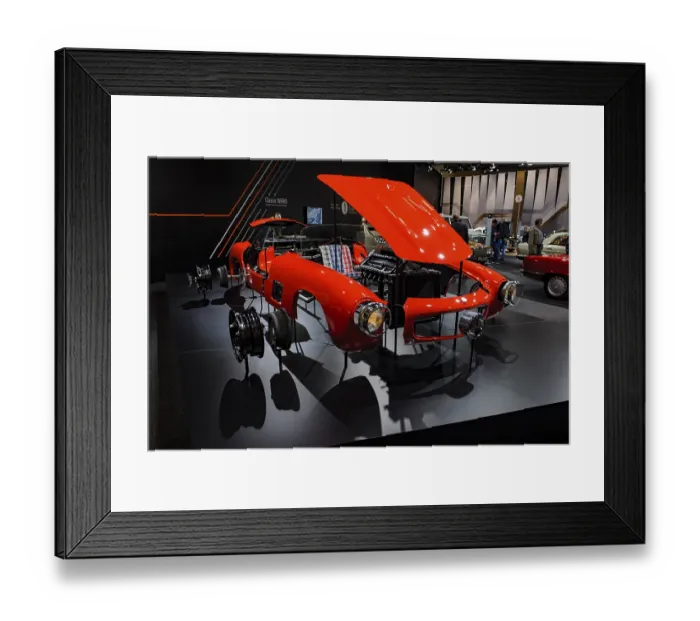 Framed Print : Cutaway model in the style of technical exploded view of vintage historic sports car Mercedes-Benz 300 SL Gullwing