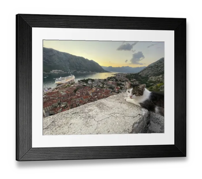 Framed Print : Evening atmosphere, view of the old town of Kotor from above