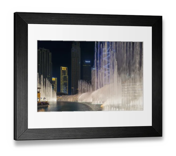Framed Print : Night shot, water feature in Burj Khalifa Lake