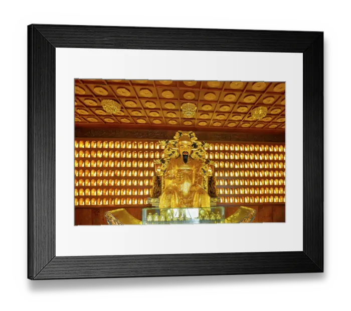 Framed Print : God of Wealth sculpture in the Giant Wild Goose Pagoda