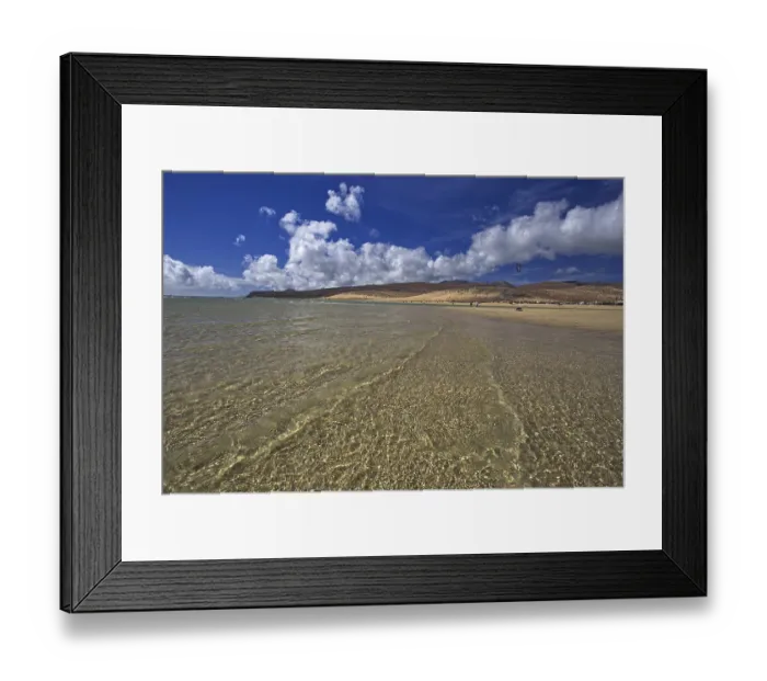 Framed Print : Beach Playa Risco del Paso, Playa de Sotavento with clear water