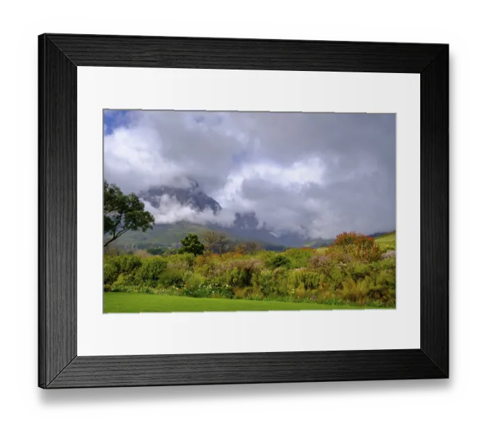Framed Print : Mountains Jonkershoek Nature Reserve from Oldenburgt Wine Estate
