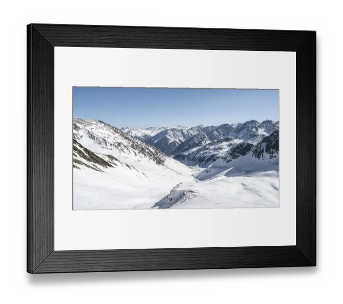 Framed Print : View into snowy valley towards Sellraintal Framed Print : View into snowy valley towards Sellraintal