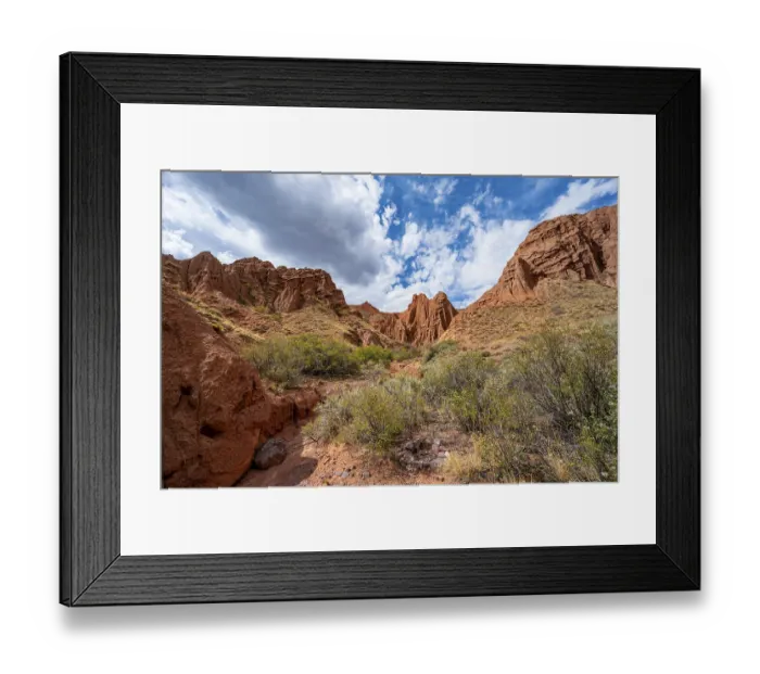 Framed Print : Eroded mountain landscape with sandstone cliffs Framed Print : Eroded mountain landscape with sandstone cliffs